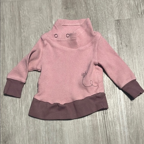 Pink and Brown Long Sleeve Tee with Mock Turtleneck - Picture 1 of 1